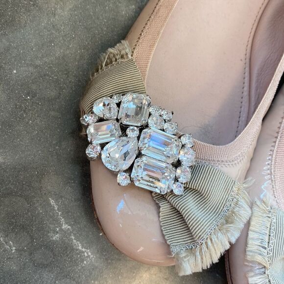 Miu Miu ballet flats light pink with rhinestones size 38 patent leather - Picture 2 of 7